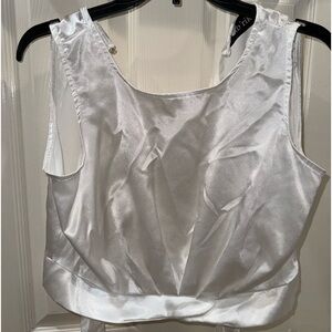 White Satin Tank with Tie Back